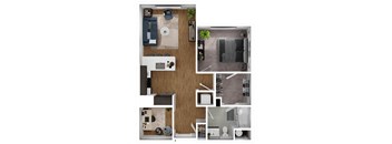 BLVD at Revere Beach - A7D - 1 bedroom - 1 bath - 3D