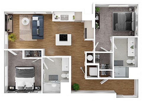 BLVD at Revere Beach - B1 - 2 bedroom - 2 bath - 3D