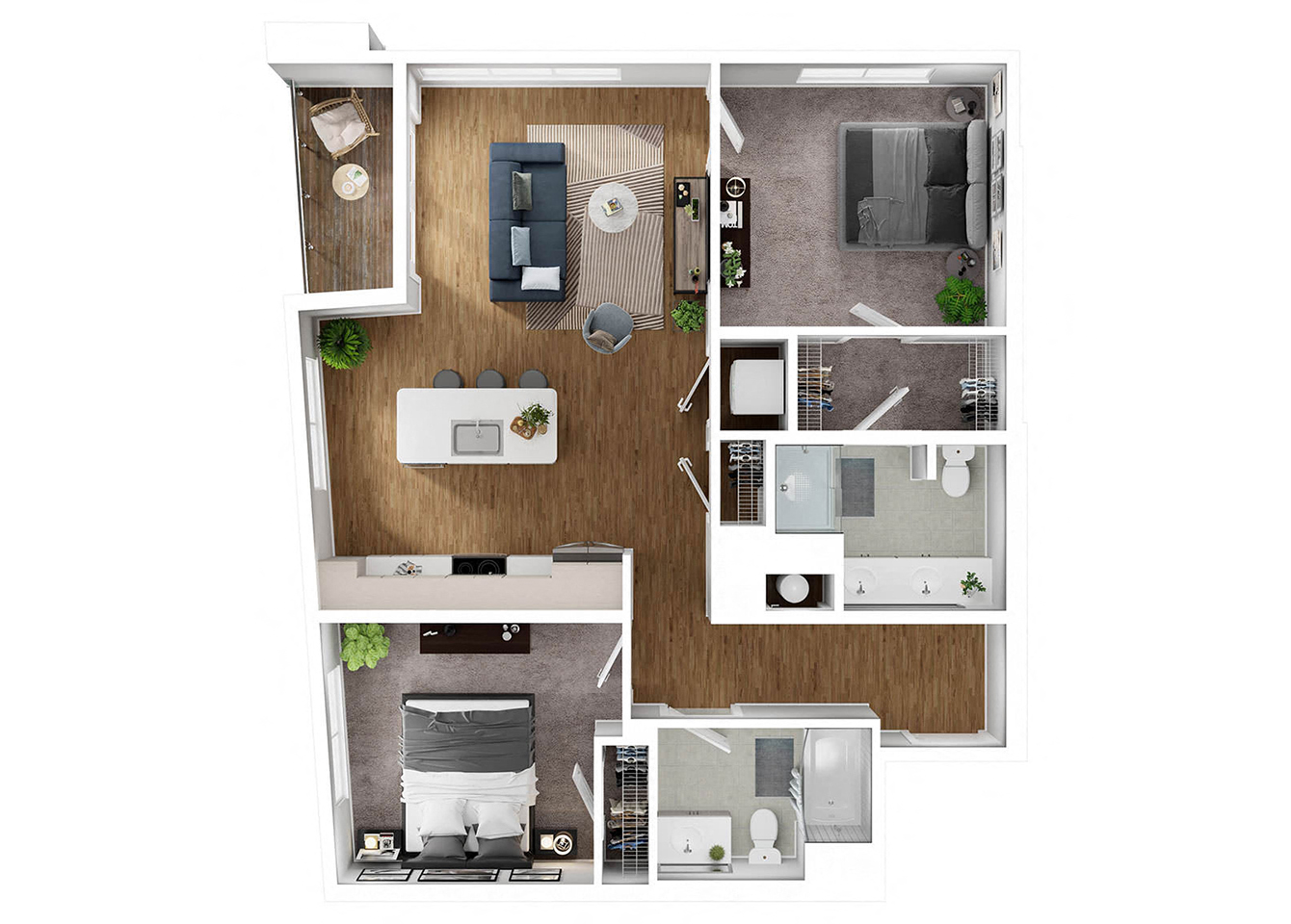 BLVD at Revere Beach - B5 - 2 bedroom - 2 bath - 3D