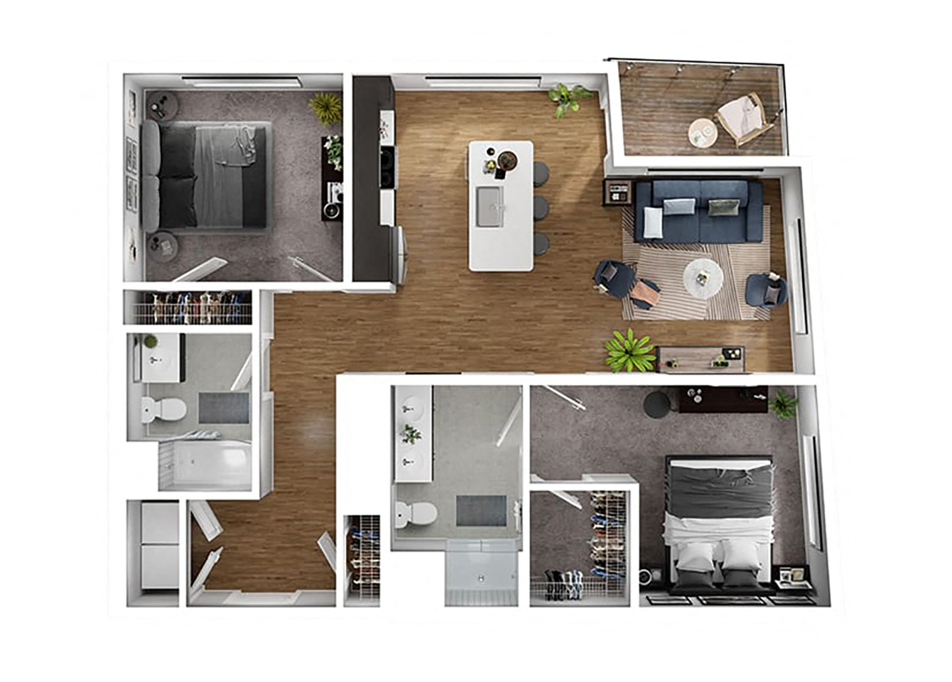 BLVD at Revere Beach - B6 - 2 bedroom - 2 bath - 3D