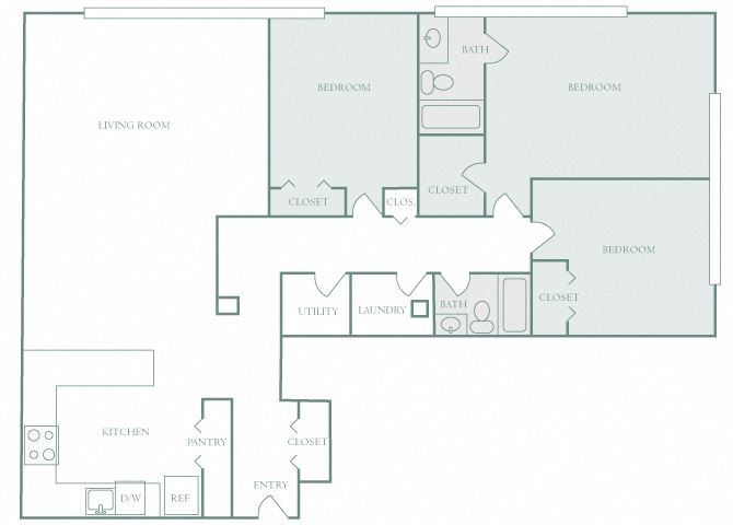 Harbor Hill C2 3 bedroom 2D floor plan