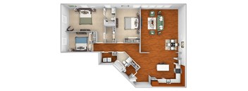 Harbor Hill Apartments - C1 - 3 bed 2 bath - 3D