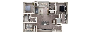 Arazo apartments - C1 - 3 bedroom 2 bath - 3D