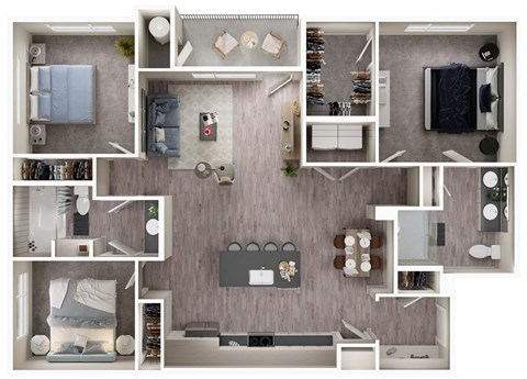 Arazo apartments - C1 - 3 bedroom 2 bath - 3D