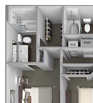 Foothills at Old Town - C1 (Toyon) - 3 bedrooms and 2 bath - 3D floor plan Foothills at Old Town - C1 (Toyon) - 3 bedrooms and 2 bath - 3D floor plan