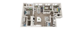 Element 25 apartments C1 3-bedroom 3D floor plan