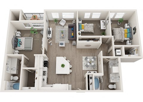 Element 25 apartments C1 3-bedroom 3D floor plan