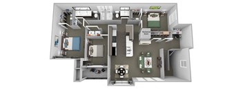 Weston Point - C2 - 3 bed - 2 bath - 3D floor plan