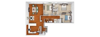 Harbor Hill Apartments - C2 - 3 bed 2 bath - 3D
