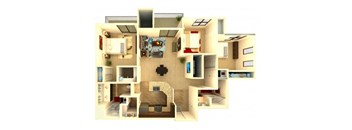 Almeria at Ocotillo C2 floor plan - 3 bedroom 2 bath - 3D