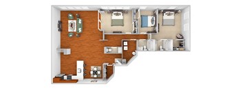 Harbor Hill Apartments - C3 - 3 bed 2.5 bath - 3D