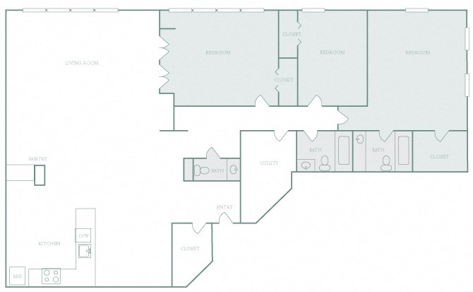 Harbor Hill Apartments floor plan C3 - 3 bed 2 and a half bath - 2D Harbor Hill Apartments floor plan C3 - 3 bed 2 and a half bath - 2D