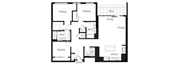 C3 - 3 Bed - 2 and a half Bath - 1467 Sq Ft - 2D - Willow Apartments