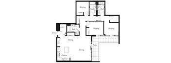 C4 - 3 Bed - 3 Bath - 1509 Sq Ft - 2D - Willow Apartments