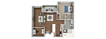 Lansdale Station Apartments - A11 floor plan - 1 bed 1 bath 1 den - 3D Floor Plan