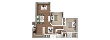 Emmersyn at Lone Tree - B2 - 2 Bed 2 Bath - 3D Floor Plan