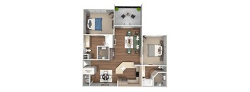 Emmersyn at Lone Tree - B3 - 2 Bed 2 Bath - 3D Floor Plan