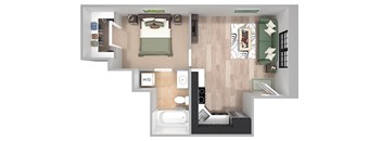 A1 - 1 Bed 1 Bath - The Broderick - 3D