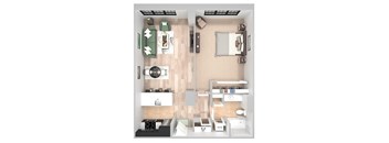 A10 - 1 Bed 1 Bath - The Broderick - 3D