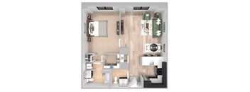 A14 - 1 Bed 1 Bath - The Broderick - 3D
