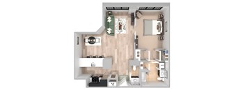 A15 - 1 Bed 1 Bath - The Broderick - 3D