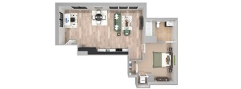 A2 - 1 Bed 1 Bath - The Broderick - 3D
