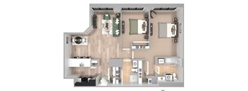 B1 - 2Bed 2Bath - The Broderick - 3D