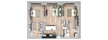 B3 - 2Bed 2Bath - The Broderick - 3D