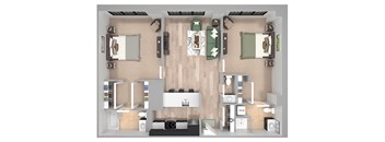 B6 - 2Bed 2Bath - The Broderick - 3D