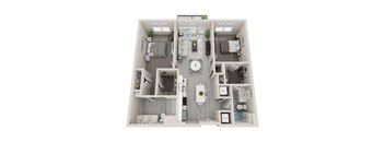 B04 - 2Bed 2Bath - Rockwell at Crown - 3D Floor Plan