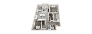 B07 - 2Bed 2Bath - Rockwell at Crown - 3D Floor Plan
