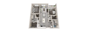 B09 - 2Bed 2Bath - Rockwell at Crown - 3D Floor Plan