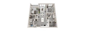 B10 - 2Bed 2Bath - Rockwell at Crown - 3D Floor Plan