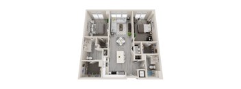 B13 - 2Bed 2Bath - Rockwell at Crown - 3D Floor Plan
