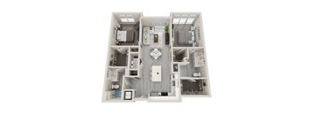 B11 - 2Bed 2Bath - Rockwell at Crown - 3D Floor Plan
