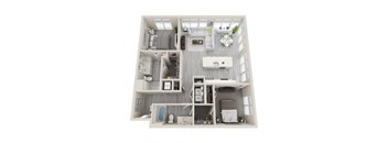 B14 - 2Bed 2Bath - Rockwell at Crown - 3D Floor Plan