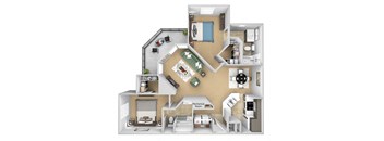 Asprey floor plan - B3 Dover - 2 bedroom and 2 bath - 3D Floor Plan