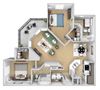 Asprey floor plan - B3 Dover - 2 bedroom and 2 bath - 3D Floor Plan Asprey floor plan - B3 Dover - 2 bedroom and 2 bath - 3D Floor Plan