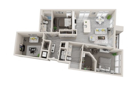 B18 - 2Bed 2Bath - Rockwell at Crown - 3D Floor Plan