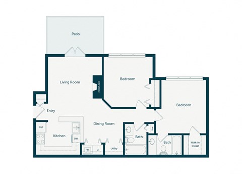 Emmersyn at Lone Tree - B1 - 2 Bed 2 Bath - 2D