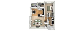 Island Park - A2 - 1 bedroom and 1 bath - 3D
