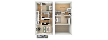 Harbor Town - B4 - 2 bedrooms and 2 bath - 3D