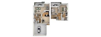 Harbor Town - B5 - 2 bedrooms and 2.5 bath - 3D