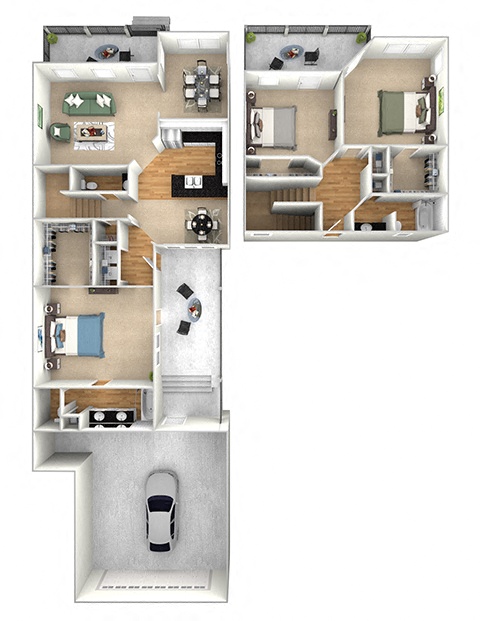 Harbor Town - C2 - 3 bedrooms and 2.5 bath - 3D