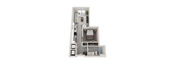 A03 - 1Bed 1Bath - Rockwell at Crown - 3D Floor Plan