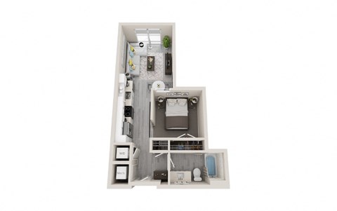 A03 - 1Bed 1Bath - Rockwell at Crown - 3D Floor Plan