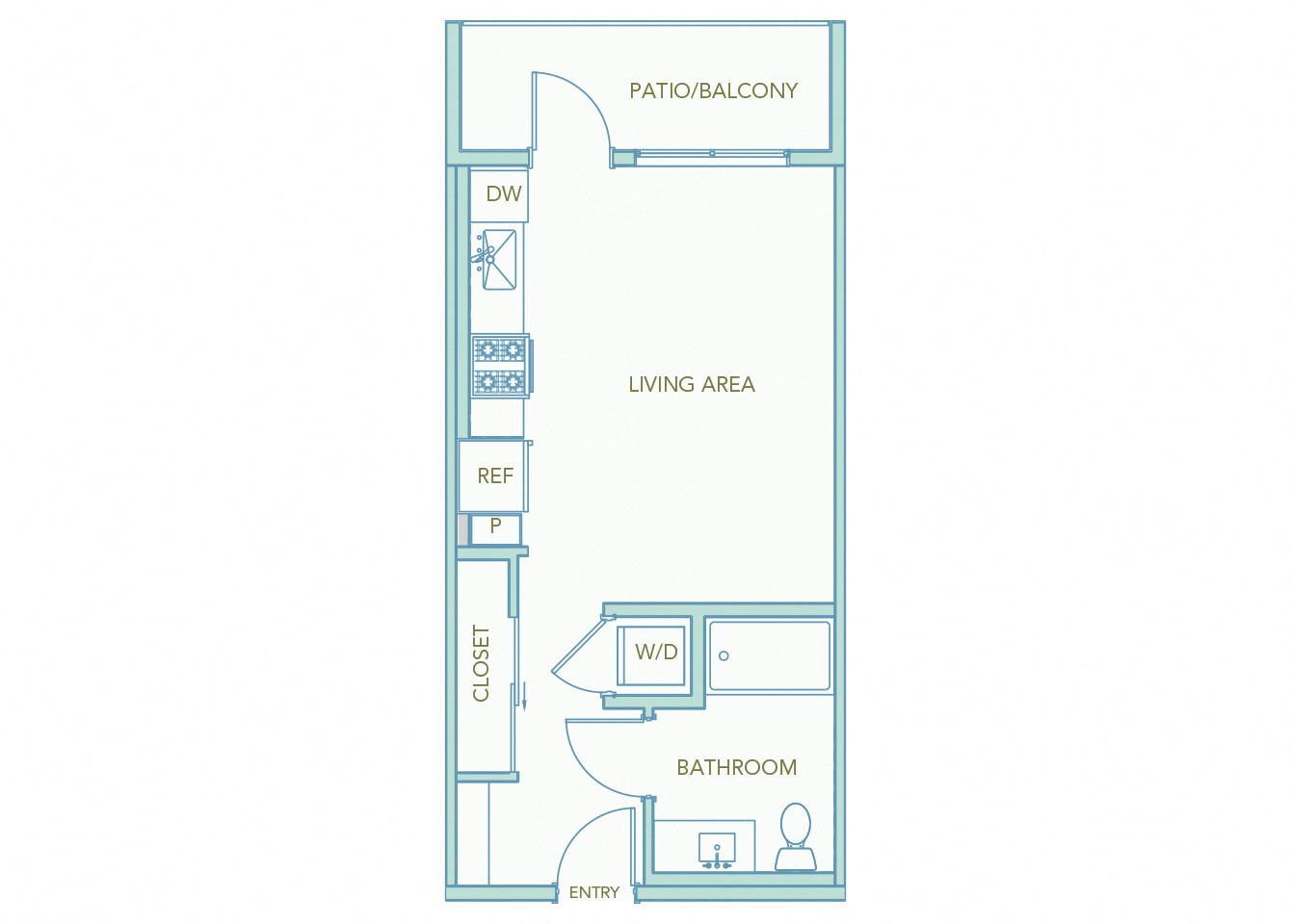 La Via A01 floor plan - studio - 1 bath - 2D