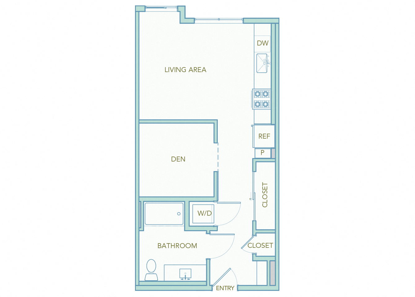 La Via - A01c - studio - 1 bath - 2D floor plan