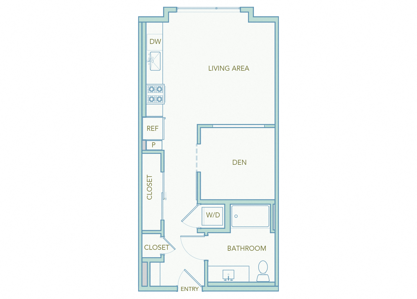 La Via - A01D - studio - 1 bath - 2D floor plan