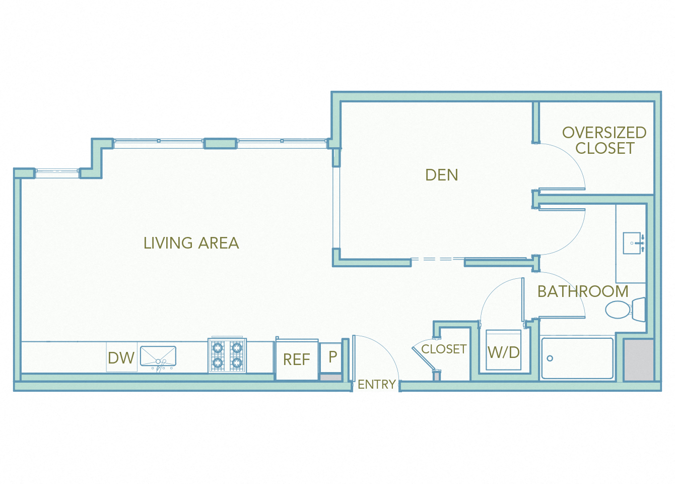 La Via - A01e - studio - 1 bath - 2D floor plan